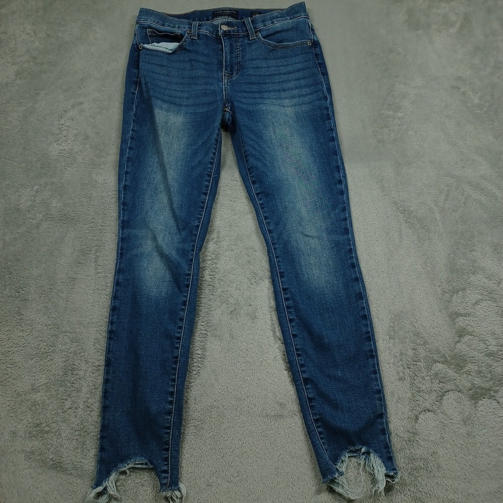 Lucky‎ Brand Jeans Womens 6 Blue Denim Mid Rise Skinny Ava Frayed